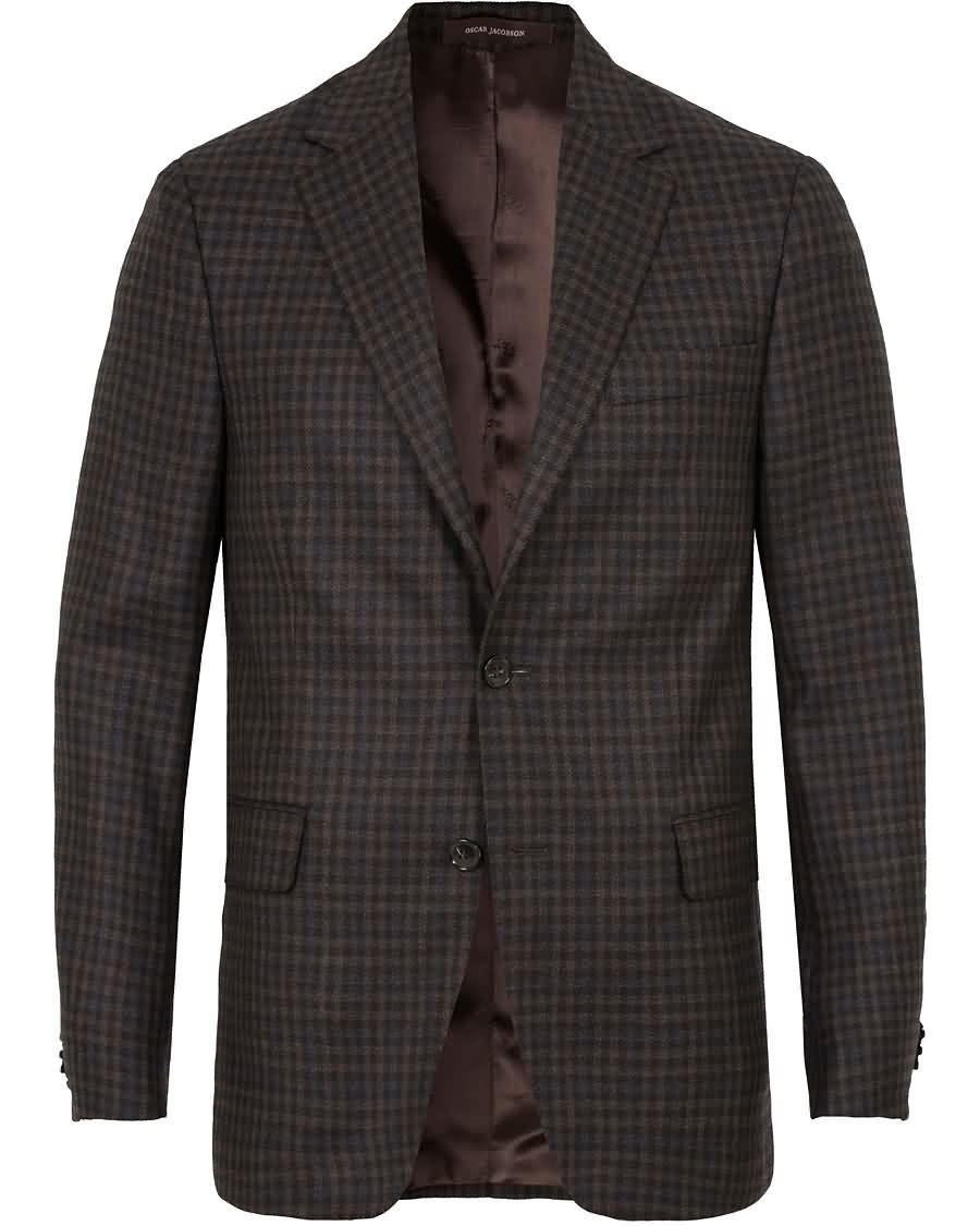 oscar jacobson falke check blazer dark brown Godt Salg yimxa